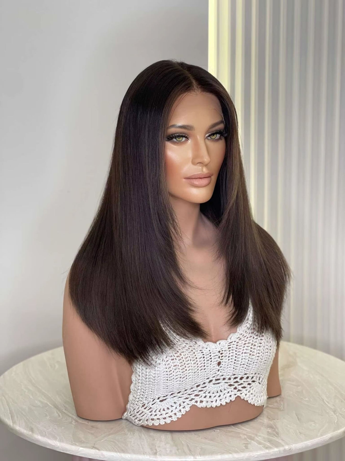 14-24inch Hints Of Chocolate Color 13x6 HD Lace Front Virgin Human Hair Wigs