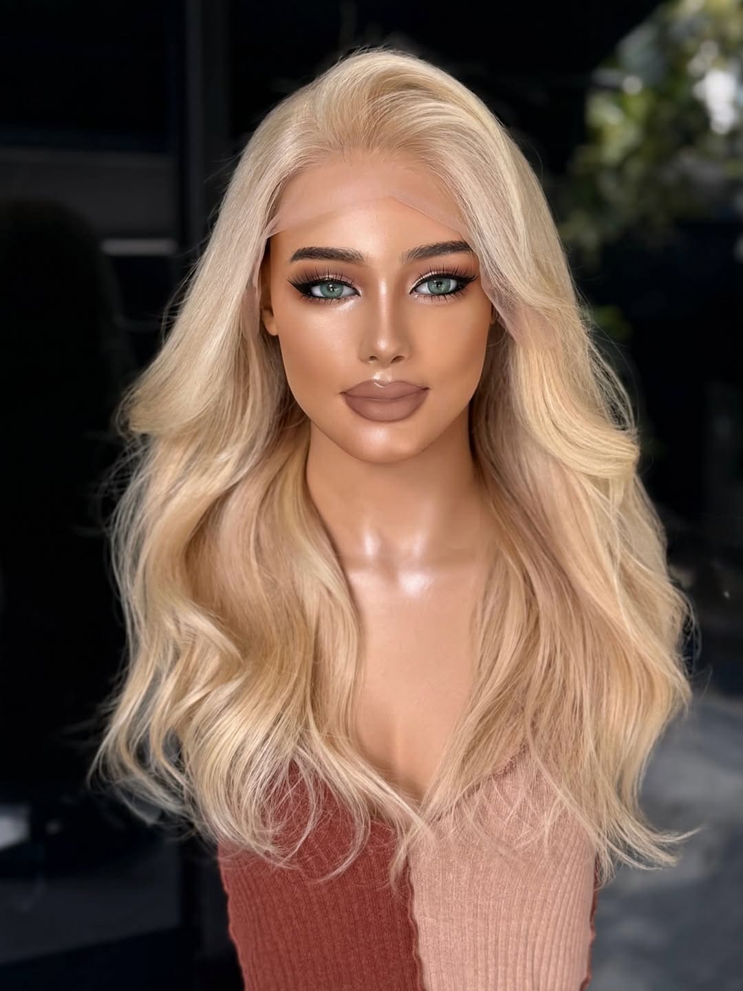 Warm Tone Honey Blonde Diamond Liner Lace Frontal Human Hair Wig