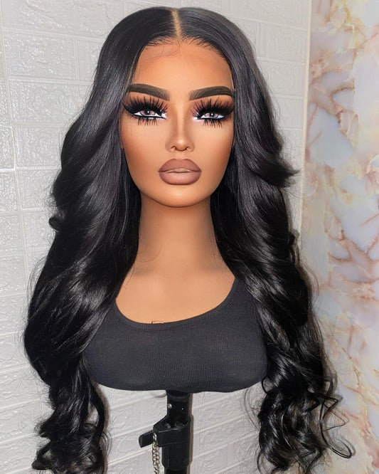 20-26inch Black Loose Baby Wave Pre-bleached Knots Glueless 13x6 HD Lace Front Human Hair Wigs