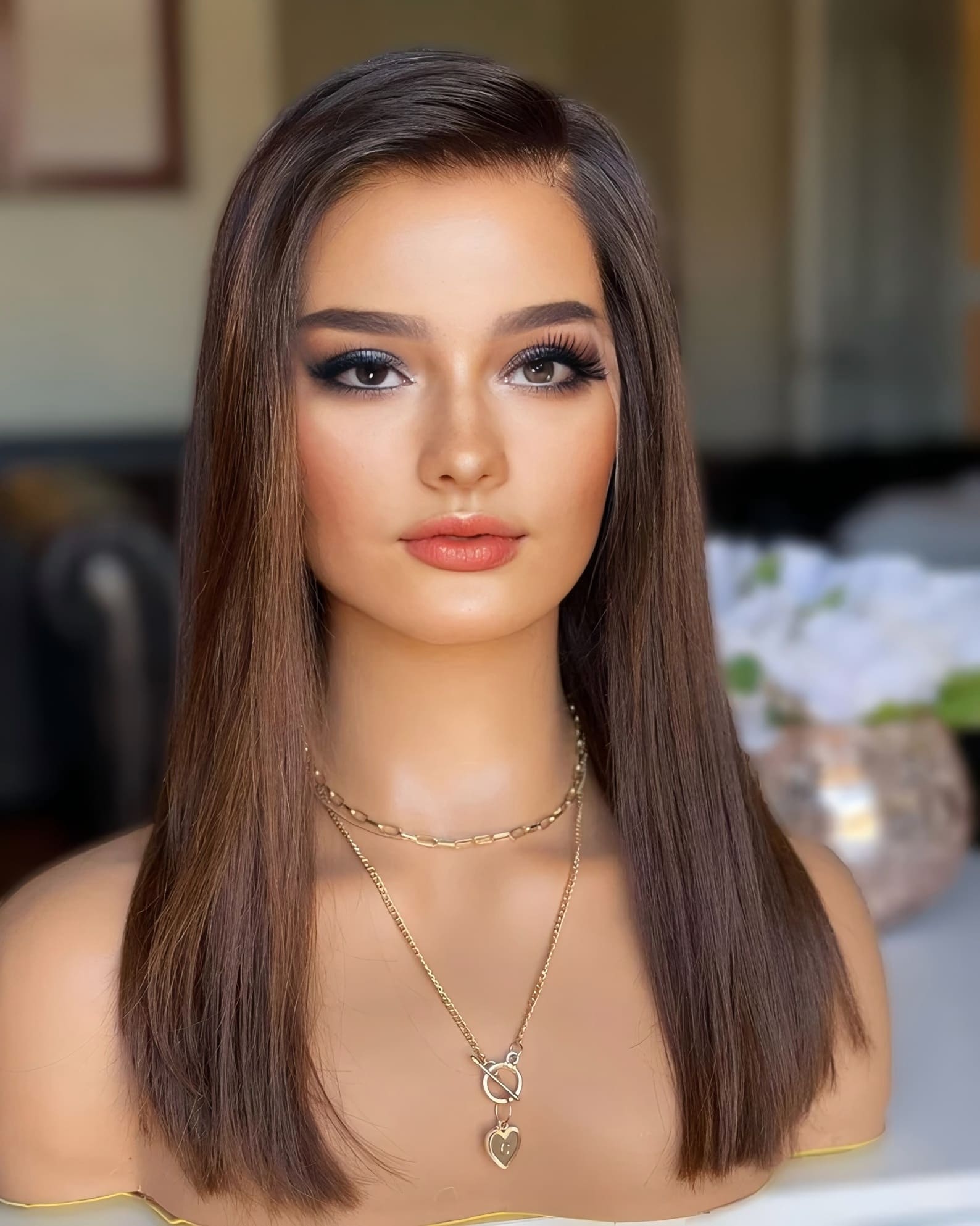14-24inch Chocolate Brown Ombre HD Lace Front Slavic Virgin Human Hair Wigs