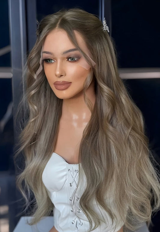 22-26 Dark Ashy Chestnut Blonde Balayage 13x6 HD Lace Virgin Human Hair Wigs