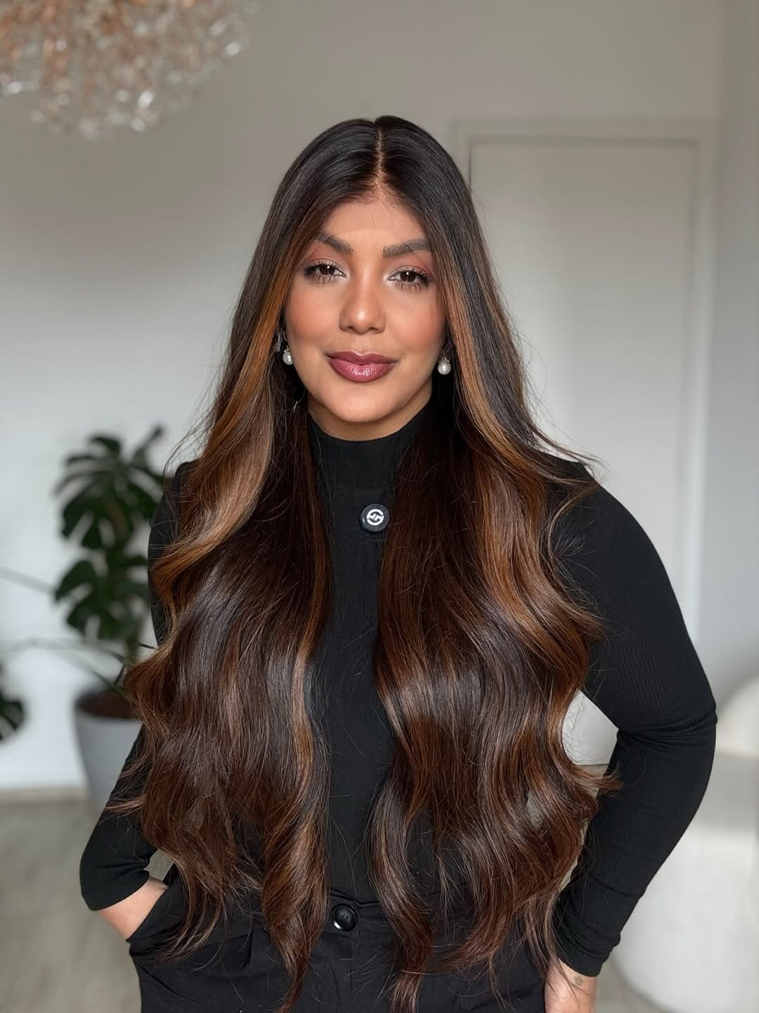 Hazel Highlights For Dark Brown Glueless Silk Top Virgin Human Hair Wigs