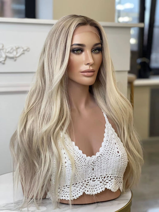 16-26inch Light Ash Blonde HD Lace Front Slavic Virgin Human Hair Wigs