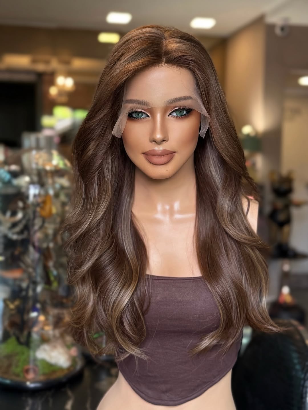 22inch Light Brown Wave 13x6 Transparent Lace Frontal Human Hair Wigs