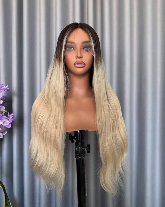 Ombre Blonde Hand-Tied HD Lace Front Virgin Human Hair Wig