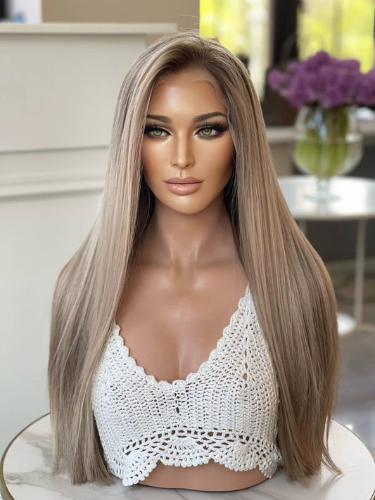 Rooted California Blonde Glueless 13x4 HD Lace Front Human Hair Wig