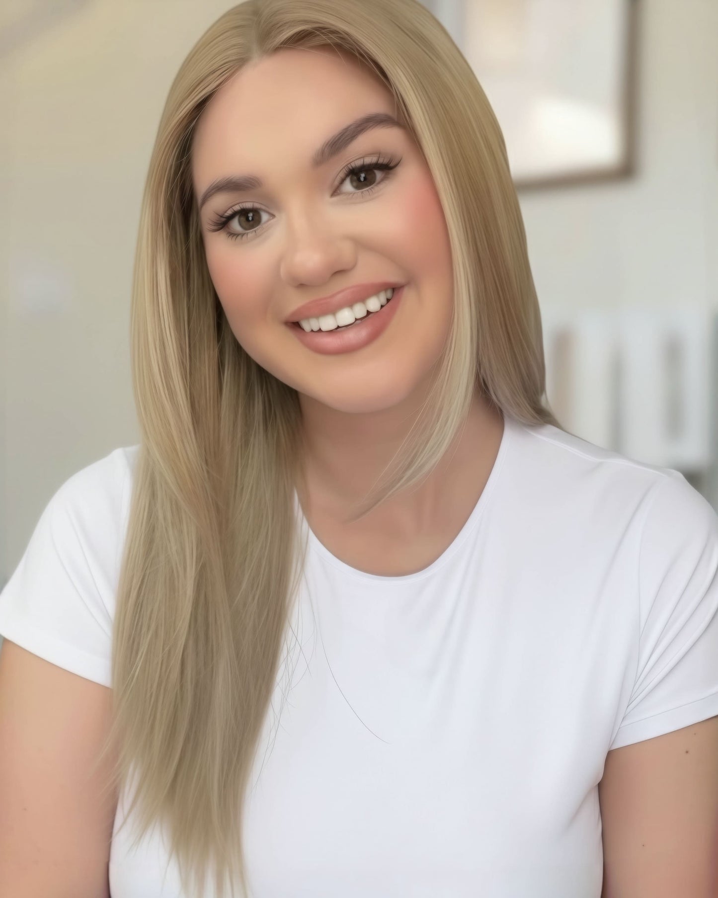 Butterscotch Color Virgin Human Hair Mono Top Full Hand-Tied Wig