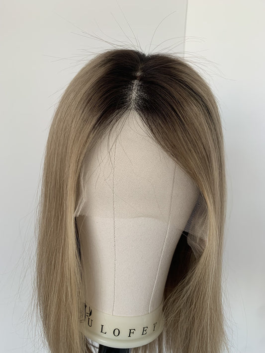 Warm Blonde Ombre Virgin Human Hair Mono Top Full Hand-Tied Lace Wigs
