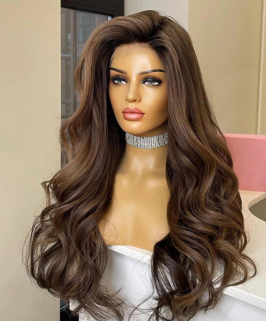 20-26inch Light Brown Wave 13x6 HD Lace Frontal Human Hair Wig